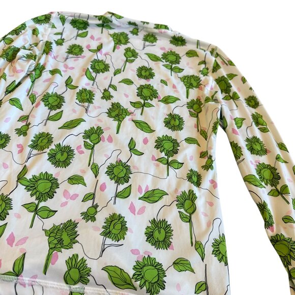 Stine Goya Juno Long Sleeve Stretch Shirt Green Sunflower Print Size Medium - Picture 12 of 12